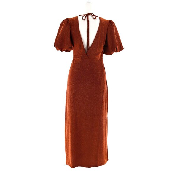 FRNCH Olympe Dress Womens Orange Glam Romantic Feminine Event Evening Wear NWT - Picture 4 of 11